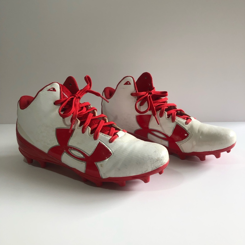 Under Armour Football Cleats Size 7.5 Fierce Phantom MC White and Red